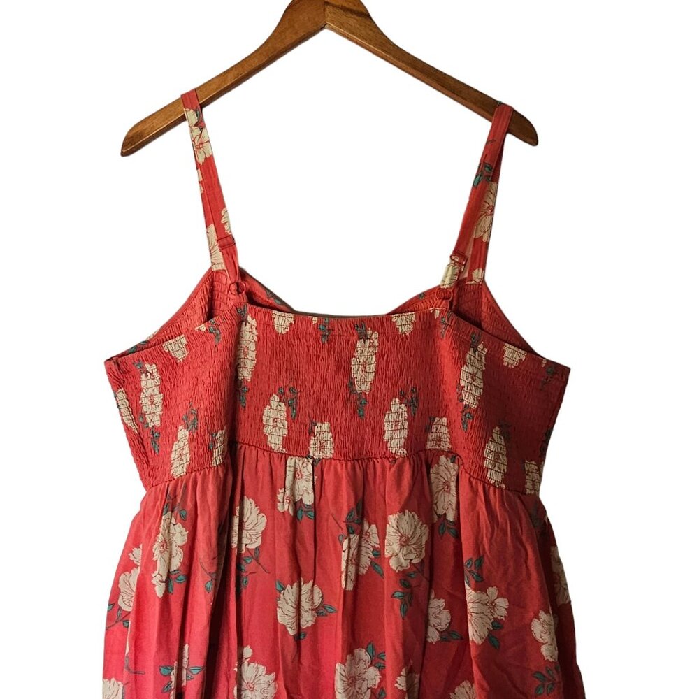 Torrid Coral Peach Floral Mini Challis Smocked Skater Dress Plus Size 4X - Picture 12 of 15